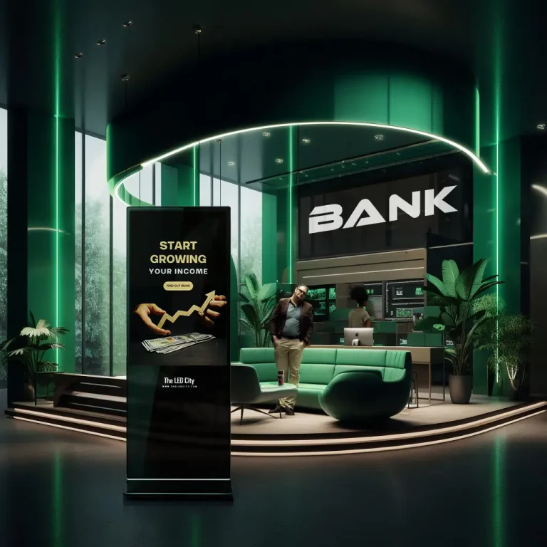 Banks with digital display signs